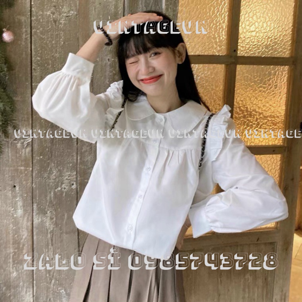 áo sơ mi cổ sen , áo babydoll tiểu thư NH000100 vintagevn | BigBuy360 - bigbuy360.vn