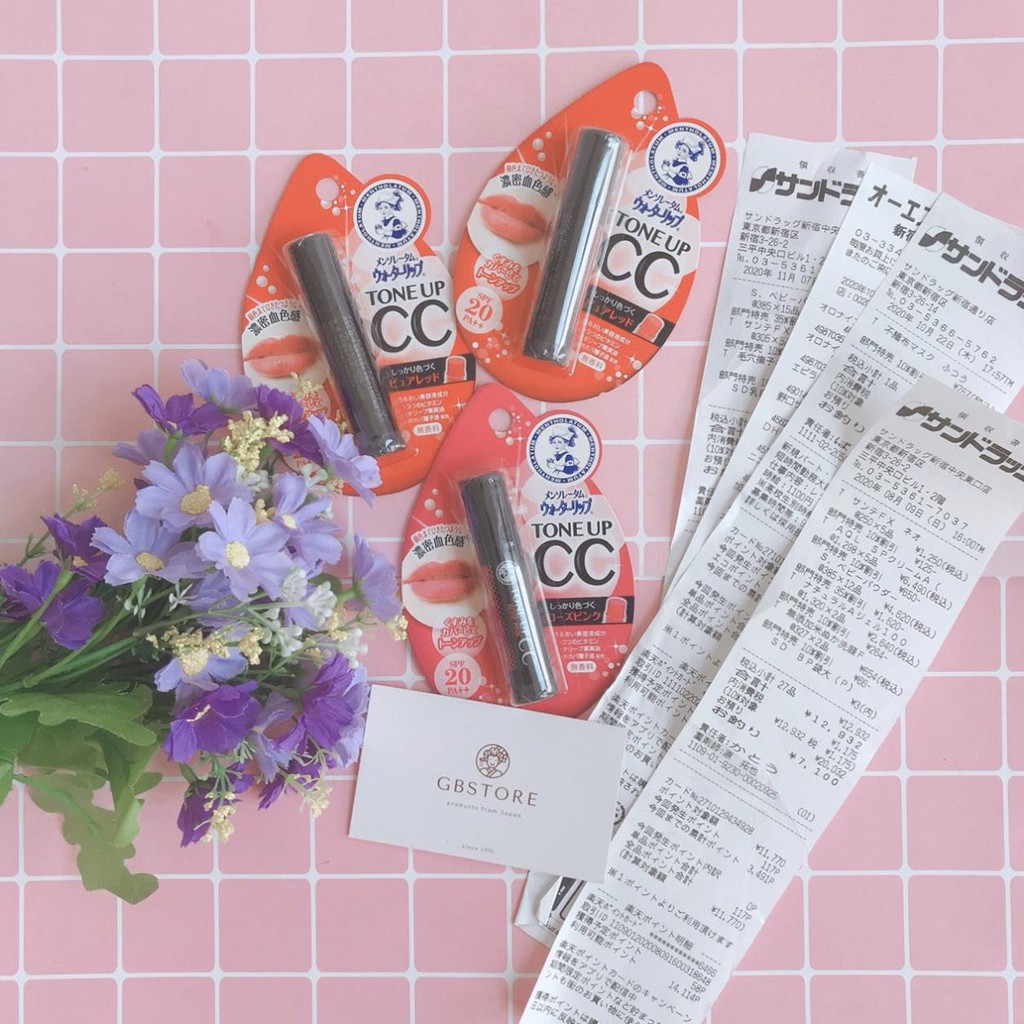 (Hàng Nhật chuẩn, có bill, bao check) Son dưỡng có màu Tone Up CC của Mentholatum Nhật Bản