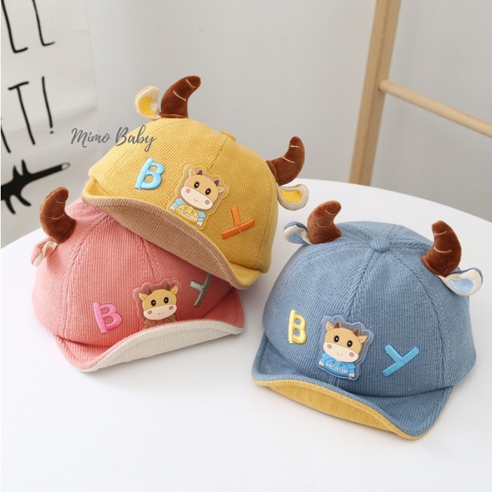 Mũ nón lưỡi trai mềm gắn sừng trâu đáng yêu cho bé MH128 Mimo Baby