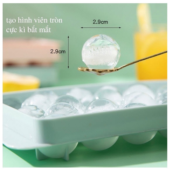 [HCM] Khay đá tròn, khuôn làm đá có nắp đậy thông minh hình viên bi 33 viên