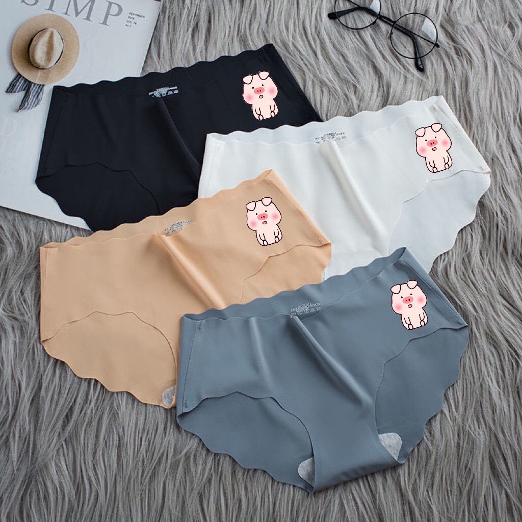 Quần Lót Lụa Lạnh Không Đường May Lưng Vừa Kháng Khuẩn Thoáng Khí In Họa Tiết Hoạt Hình Phong Cách Nhật Bản Cho Nữ