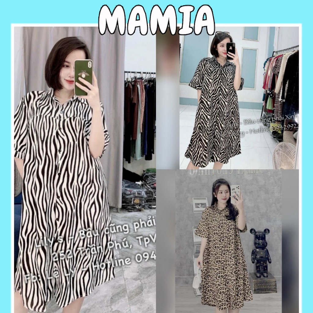 Váy Bầu Đầm Bầu Sơ Mi Thời Trang Mùa Hè Dáng Suông Tay Lỡ Có Cổ Thiết Kế Sang Chảnh VM054 Mamia