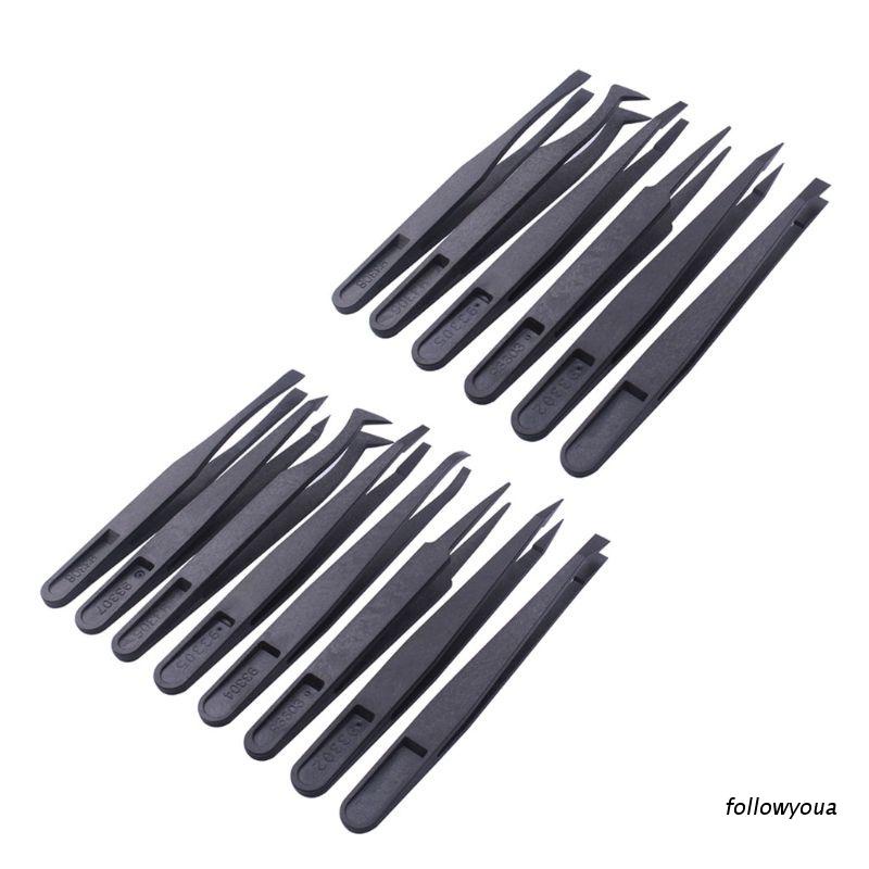 Set nhíp nhựa màu đen chống tĩnh điện dùng sửa chữa trang sức/ điện thoại DIY