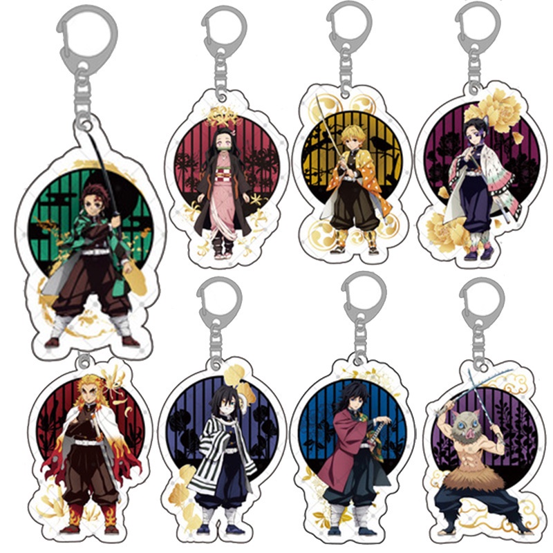 Móc khóa Demon Slayer Kimetsu No Yaiba bằng acrylic in hai mặt dùng để trang trí
