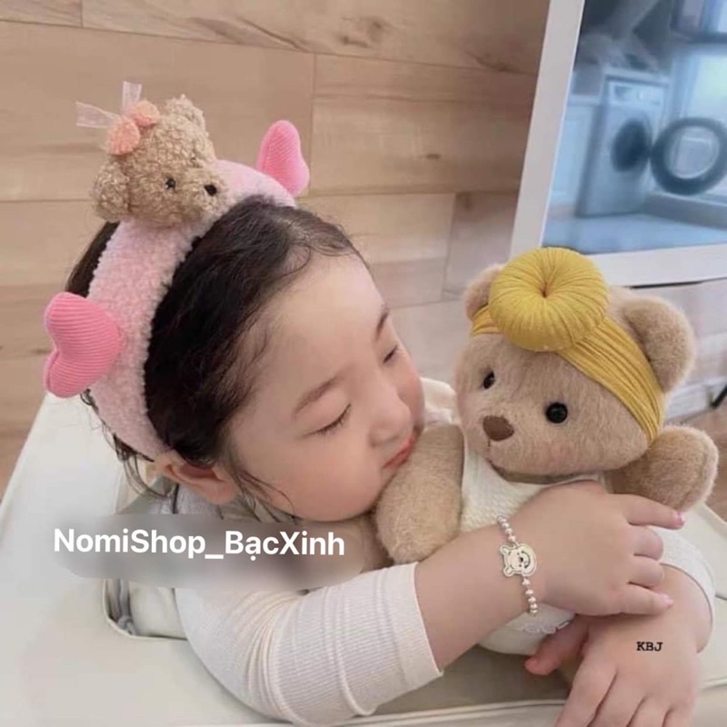 Lắc tay hình gấu chuẩn bạc ta cho bé, có khắc mặt sau thông tin ba mẹ Mainomi Shop Bạc Xinh
