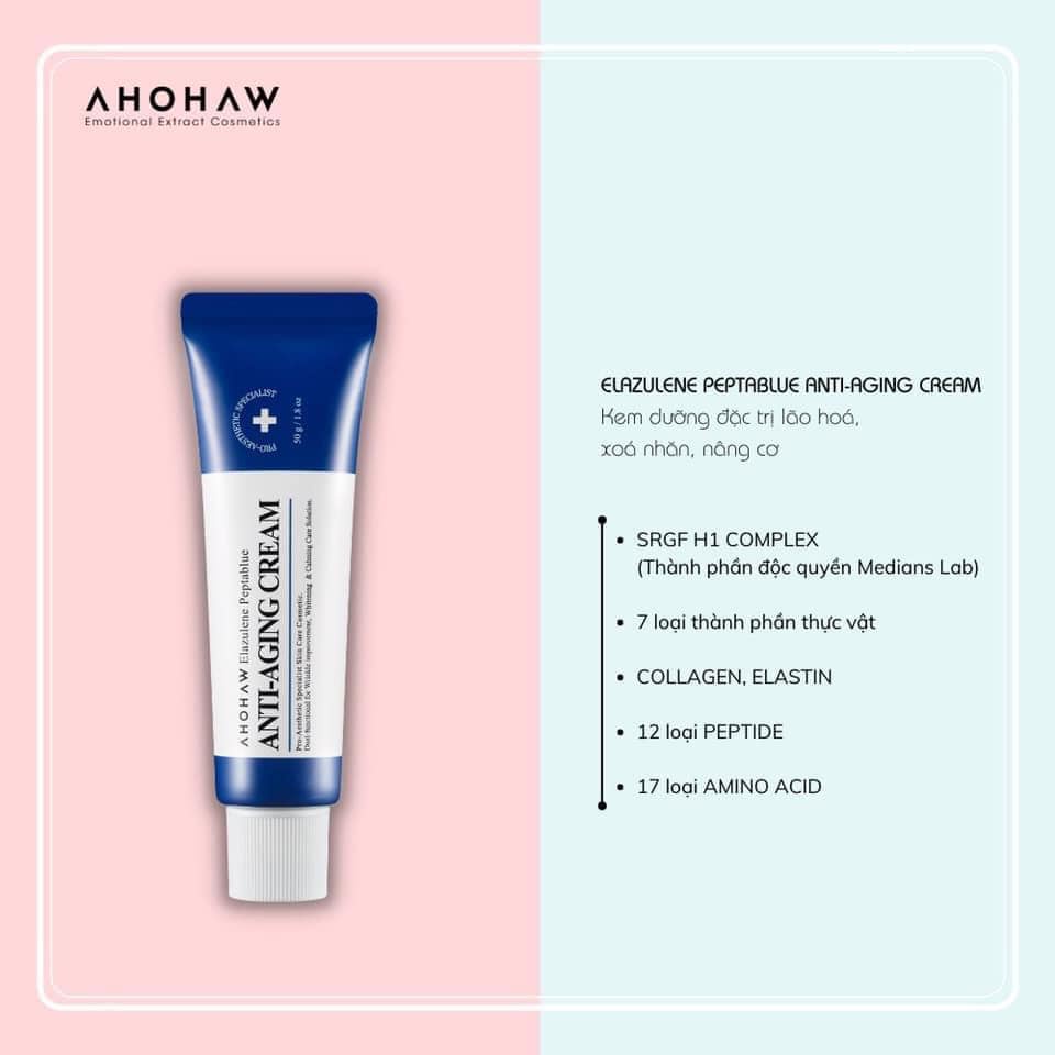 Kem Anti Ahohaw Elazulene Peptablue Anti- Aging Cream - Trẻ Hóa Làn Da, Chống Lão Hóa, Xóa Nhăn