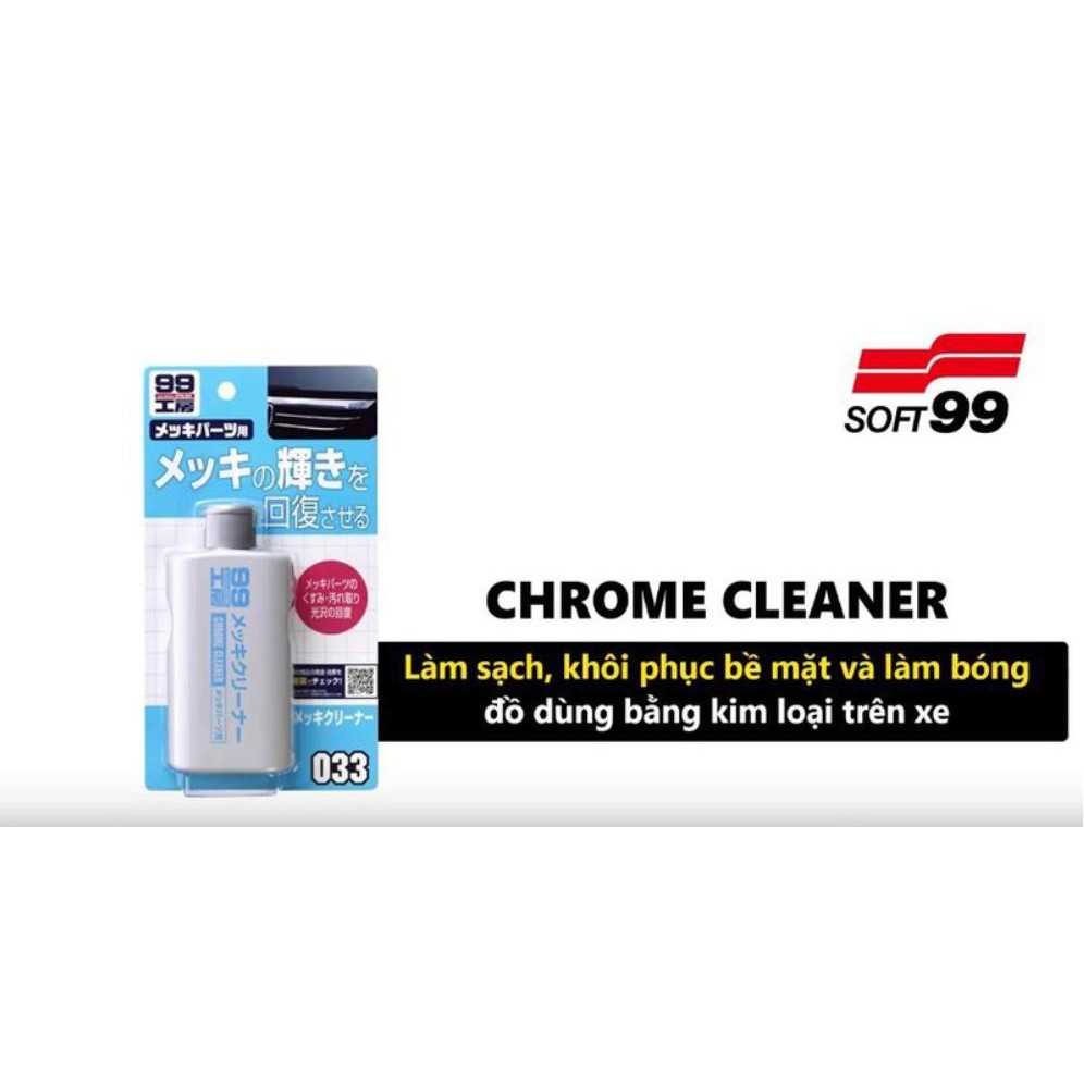 Dung dịch tẩy ố mờ chi tiết mạ Crôm, Inox ô tô Chrome Cleaner - Soft99 chính hãng Nhật Bản