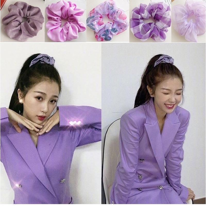 Dây buộc tóc vải gạc tím co giãn nhiều màu tùy chọn thời trang Hàn Quốc trẻ trung