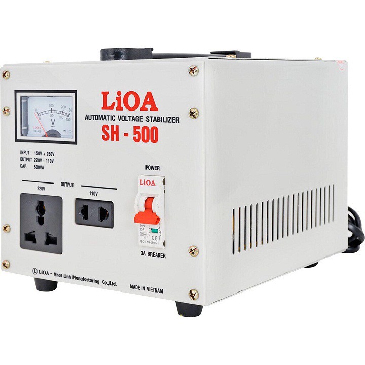 ỔN ÁP LIOA SH 500 0.5KVA,BIẾN THẾ 220V XUỐNG 110V LIOA DẢI ĐIỆN 150V-250V