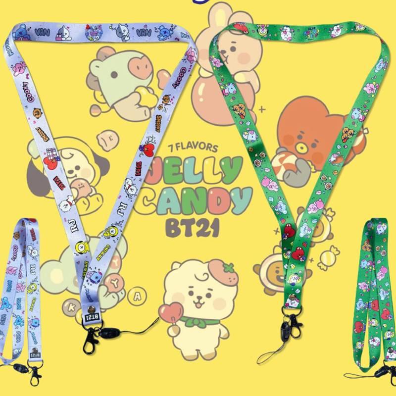 Dây đeo Thẻ Học Sinh Sinh Viên KPOP BTS BT21 Printing Neck Strap Keychain Lanyard For Keys Women ID Badge Holder Keycord DIY Hanging Rope Cell Phone Accessories CHIMMY COOKY KOYA MANG RJ SHOOKY TATA