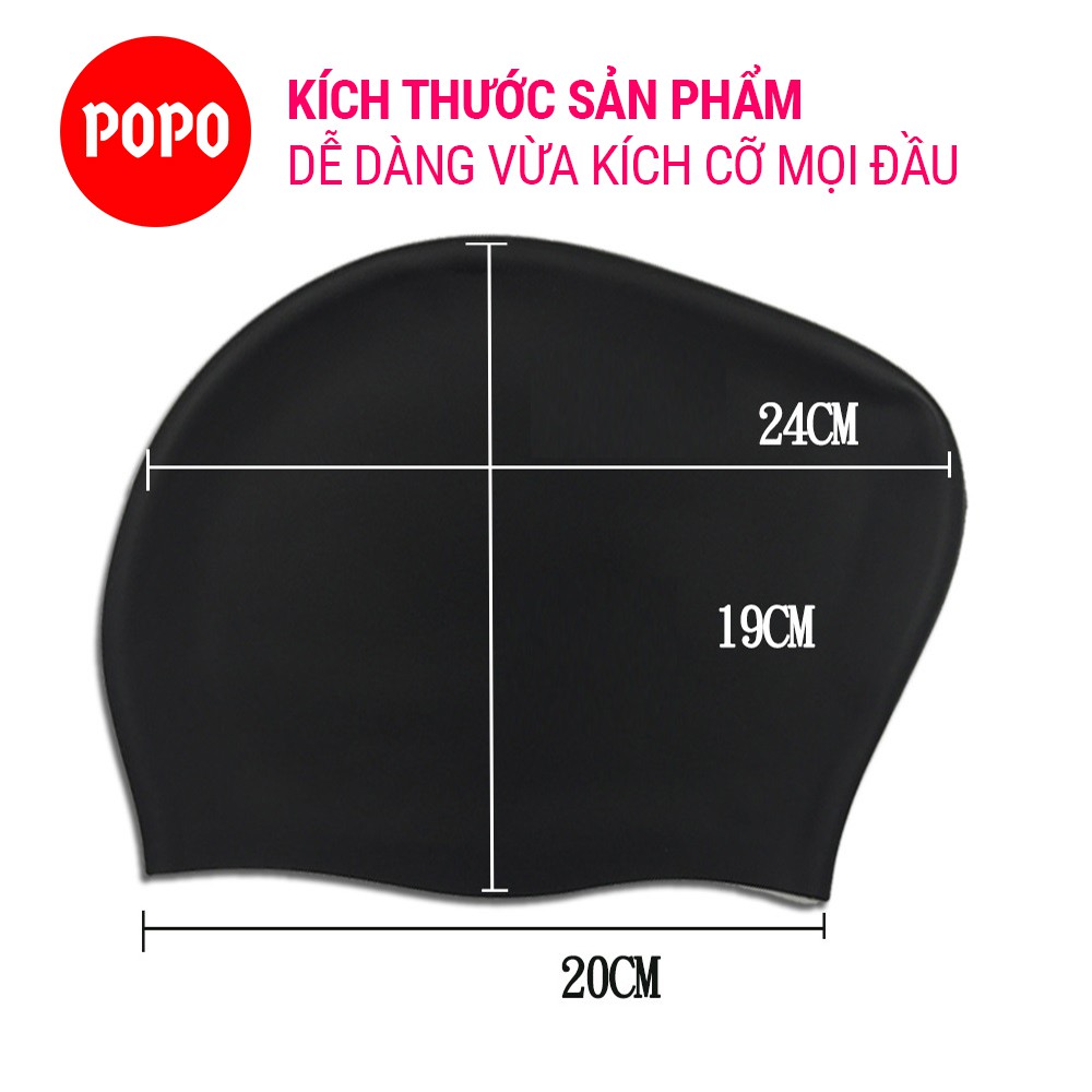 Nón bơi silicone trùm tai, trùm tóc cho nữ có tóc dài POPO Collection CA45