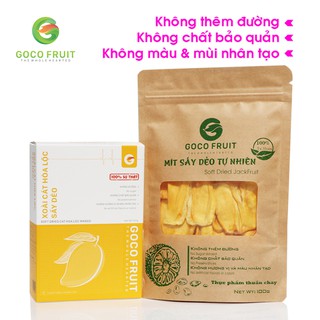 [Combo 2] Xoài Sấy Dẻo Hộp 100g + Mít Sấy Dẻo Túi 100g. GOCO FRUIT. Không Đường, Không Chất Bảo Quản Màu Nhân Tạo.