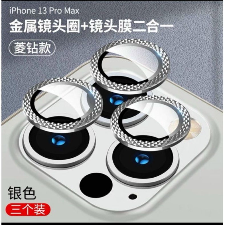iphone 13 pro max , 13 pro , 13 , 13 mini _ Bộ 3 dán mắt camera phay kim cương lấp lánh