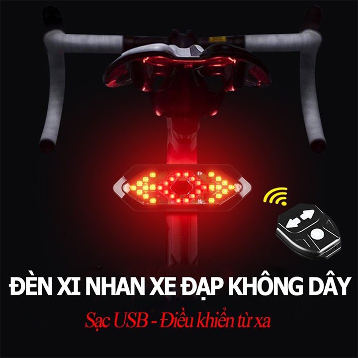 Đèn xi nhan xe đạp thể thao có còi không dây điều khiển từ xa kiêm đèn hậu xe đạp sạc usb chống nước