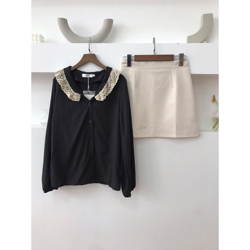 [Tặng Kèm Scrunchies] Áo sơ mi phối ren style ulzzang