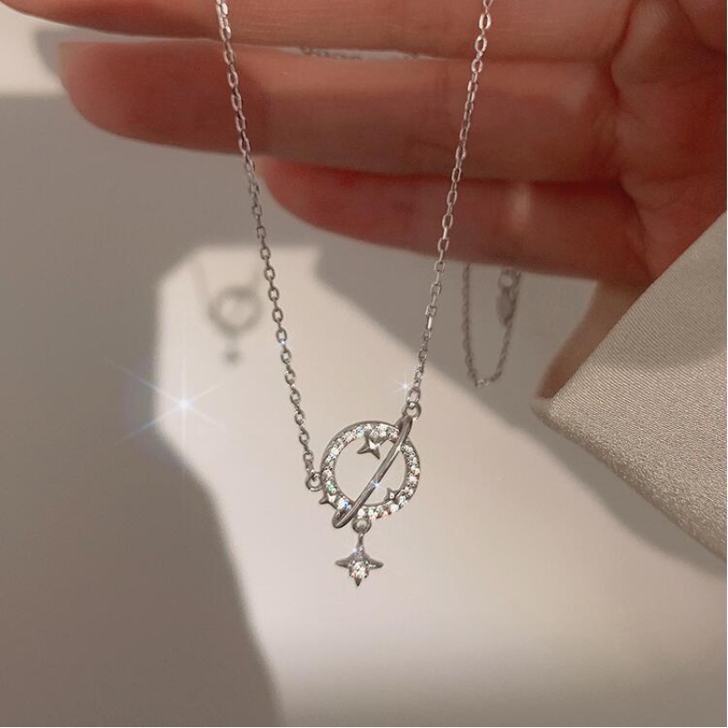 We Flower Vòng cổ Mặt Hình Ngôi Sao / Mặt Trăng Đính Đá Zircon Lấp Lánh Thời Trang Cho Nữ