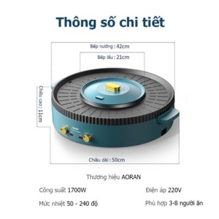 Bếp Lẩu Nướng Đa Năng, Bếp Lẩu Nướng Điện 2 Trong 1 Bề Mặt Chống Dính Tiện Lợi Thông Minh