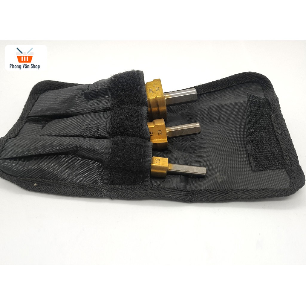 Bộ 3 mũi khoan tháp 4-32 4-20 4-12 - Có túi đựng