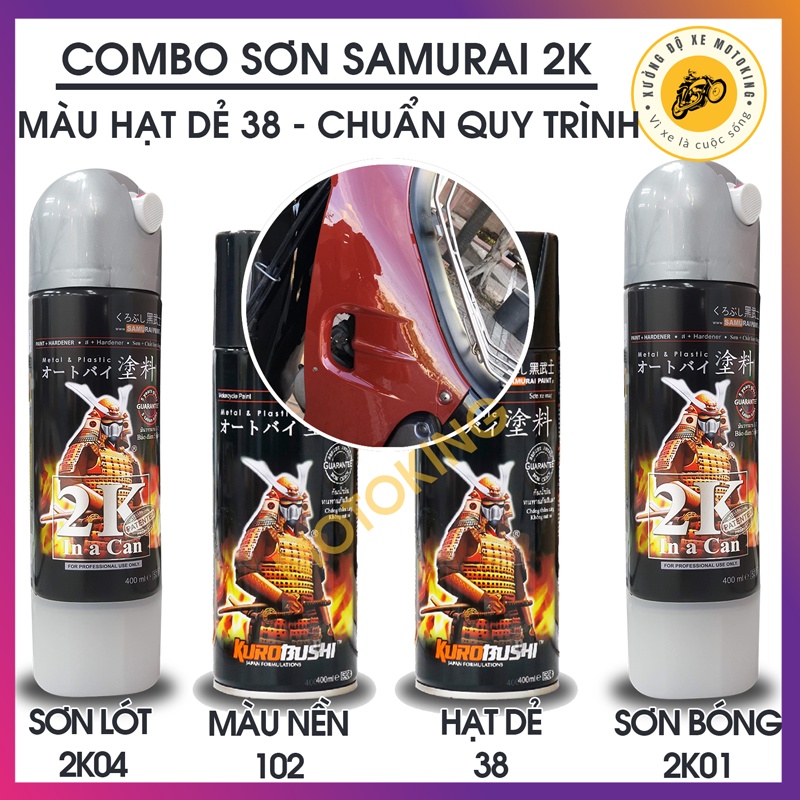 Combo sơn samurai màu hạt dẻ 2k chuẩn quy trình độ bền cao cho sơn xe máy