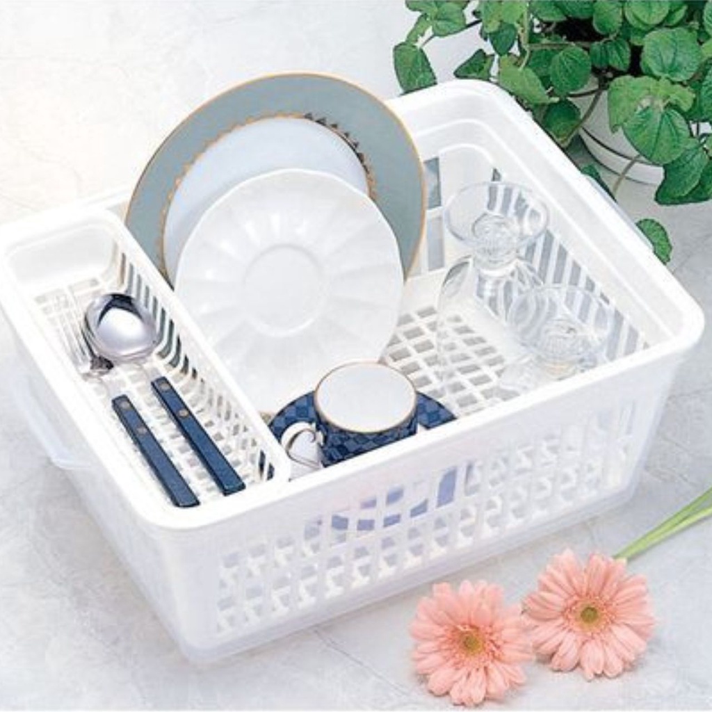 Rổ Úp Chén Bát Có Nắp Ấm Baby Có Khay Thoát Nước Để Chén Bát Ăn Dặm Cho Bé Ấm Gift Decor