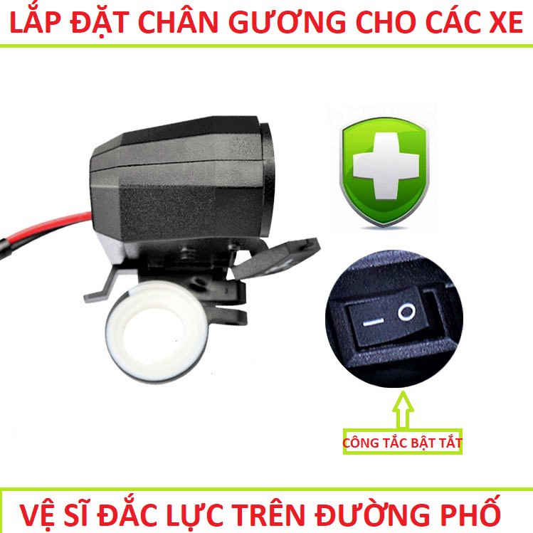 SẠC ĐIỆN THOẠI TRÊN XE MÁY KÈM BÁO VÔN BÁO NHIỆT ĐỘ 3IN1 LOẠI TỐT