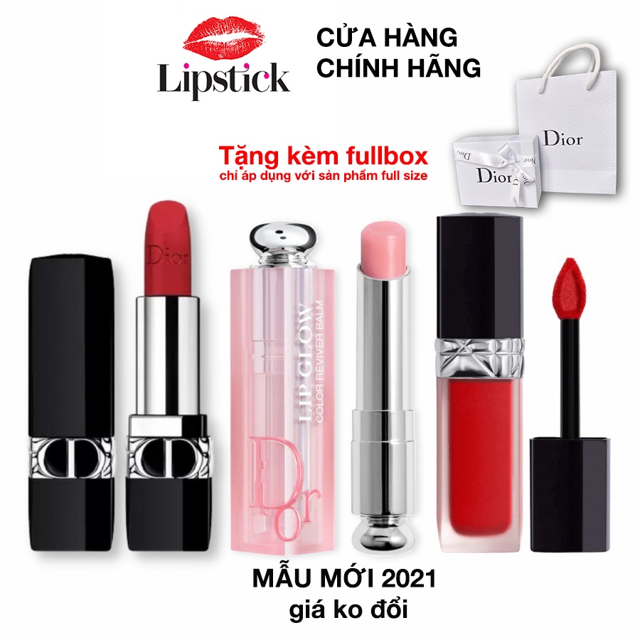 [Mẫu Mới 2021] Son Dior Rouge 999 Matte Màu Đỏ Tươi , satin, velvet full size tặng kèm FullBox Túi Hộp Hãng