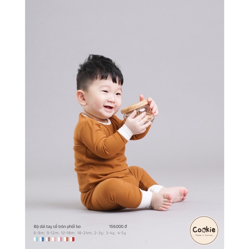 COOKIE -Bộ dài tay cổ tròn phối bo cho bé trai /bé gái