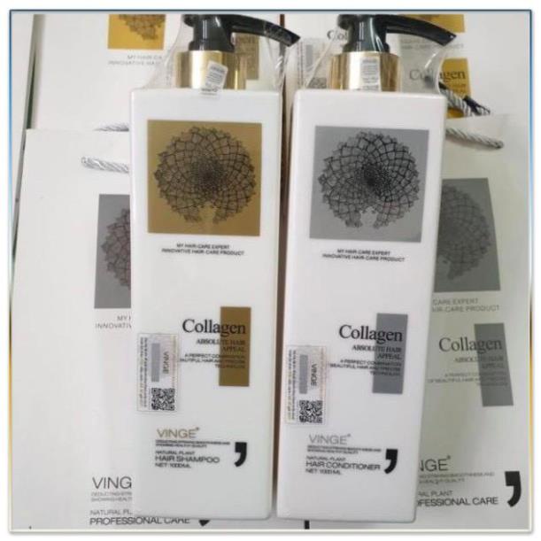[HÀNG CHÍNH HÃNG] Cặp Dầu Gội Xả Collagen Vinge 1000ML | Giảm Rụng Tóc, Kích Mọc Tóc, Phục Hồi Tóc Hư Tổn | BigBuy360 - bigbuy360.vn