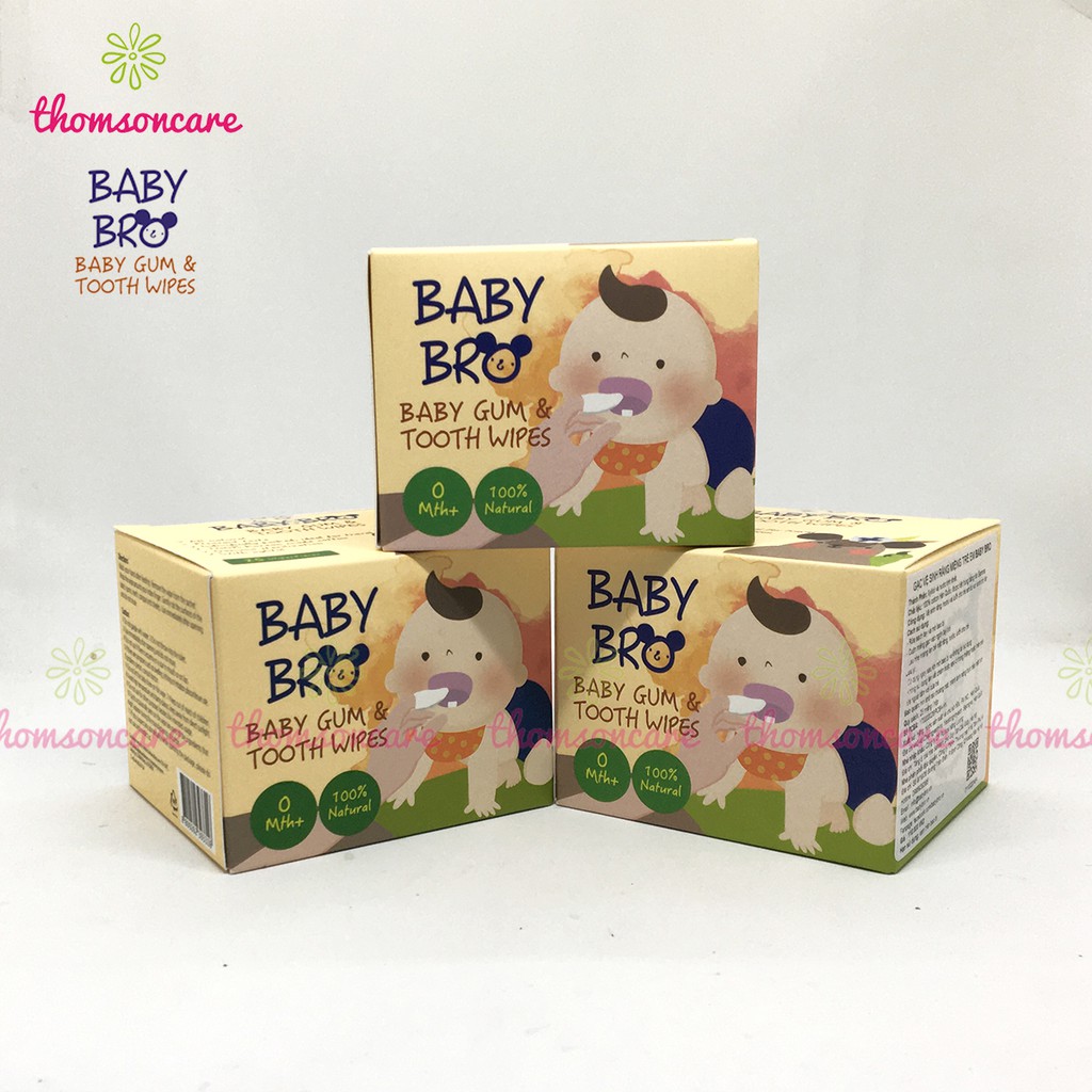 Gạc răng miệng Baby Bro từ Hàn Quốc hộp 25 gói có Xylitol rơ lưỡi, vệ sinh lau răng cho trẻ từ sơ sinh