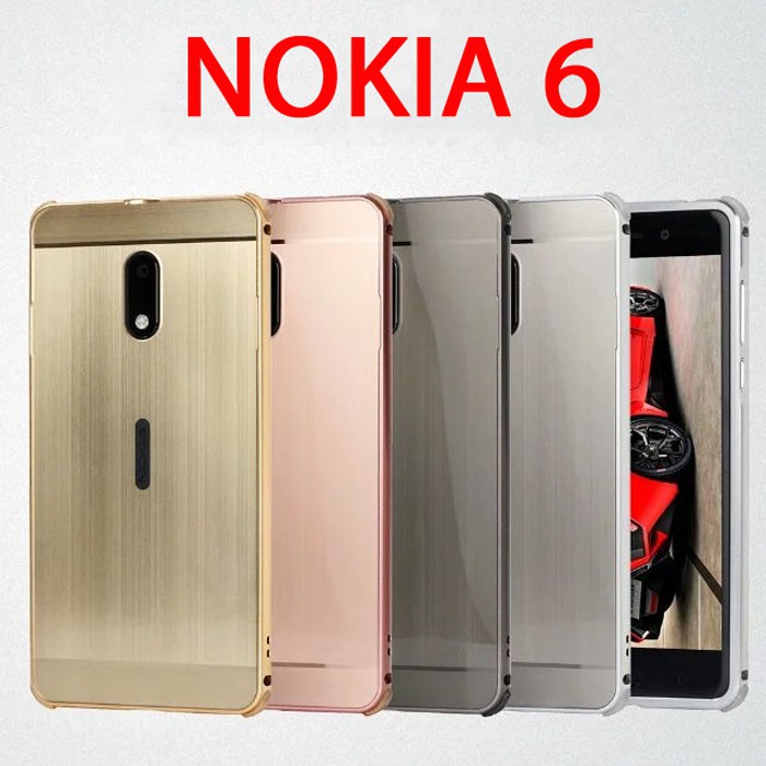 Ốp lưng Nokia 6 LT Metal nhôm phay + Dán lưng Carbon