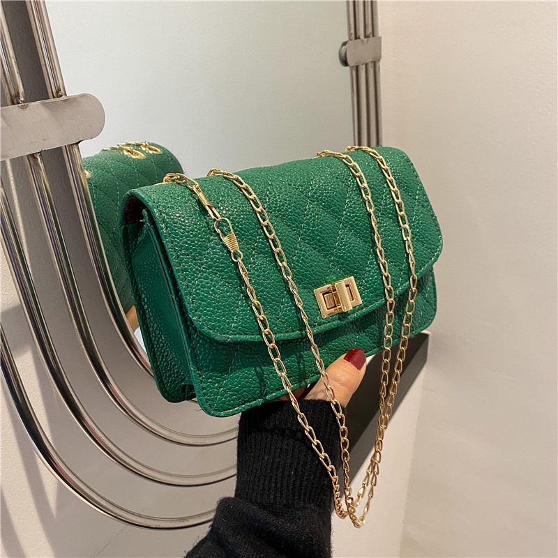 Túi Đeo Chéo Hình Vuông Màu Trơn Phong Cách Cổ Điển 2022 Thời Trang Cho Nữ