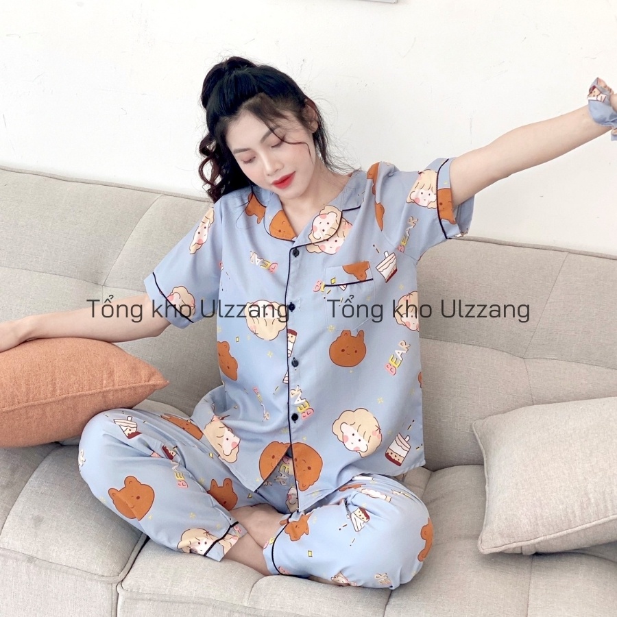 Bộ ngủ pijama kate Thái tay ngắn quần dài | BigBuy360 - bigbuy360.vn