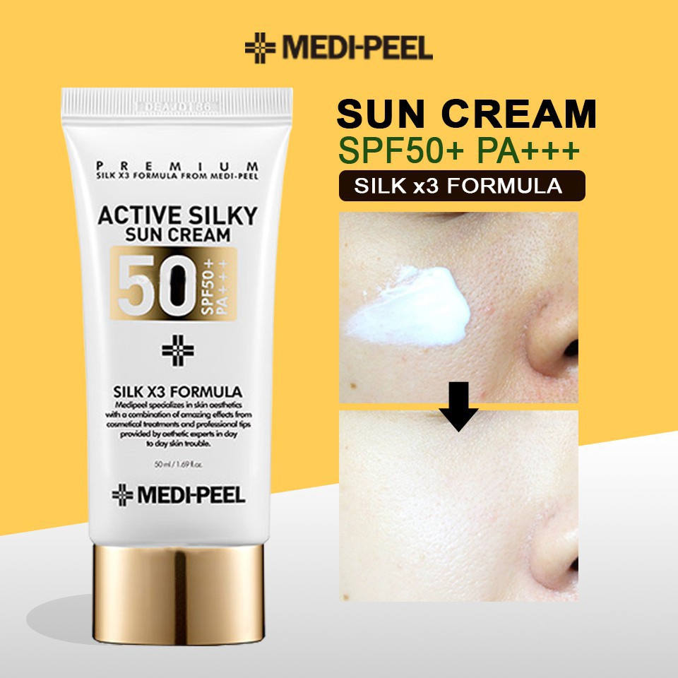 Kem chống nắng MEDI PEEL Active Silky Sun Cream SPF 50 căng bóng da, chống nắng tuyệt đỉnh - HONGS BEAUTY