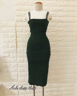Đầm body len 2 dây 