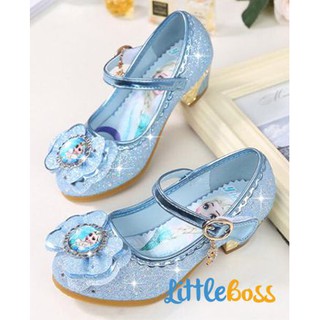 Giày cao gót 3cm công chúa Elsa kim tuyến cho bé mũi tròn