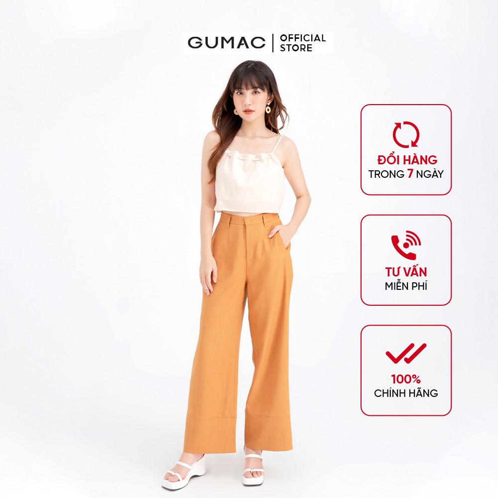 [Mã WABRGU72 giảm 10% tối đa 50k đơn 250k] Quần tây nữ xếp ly ống rộng GUMAC QB663 | BigBuy360 - bigbuy360.vn