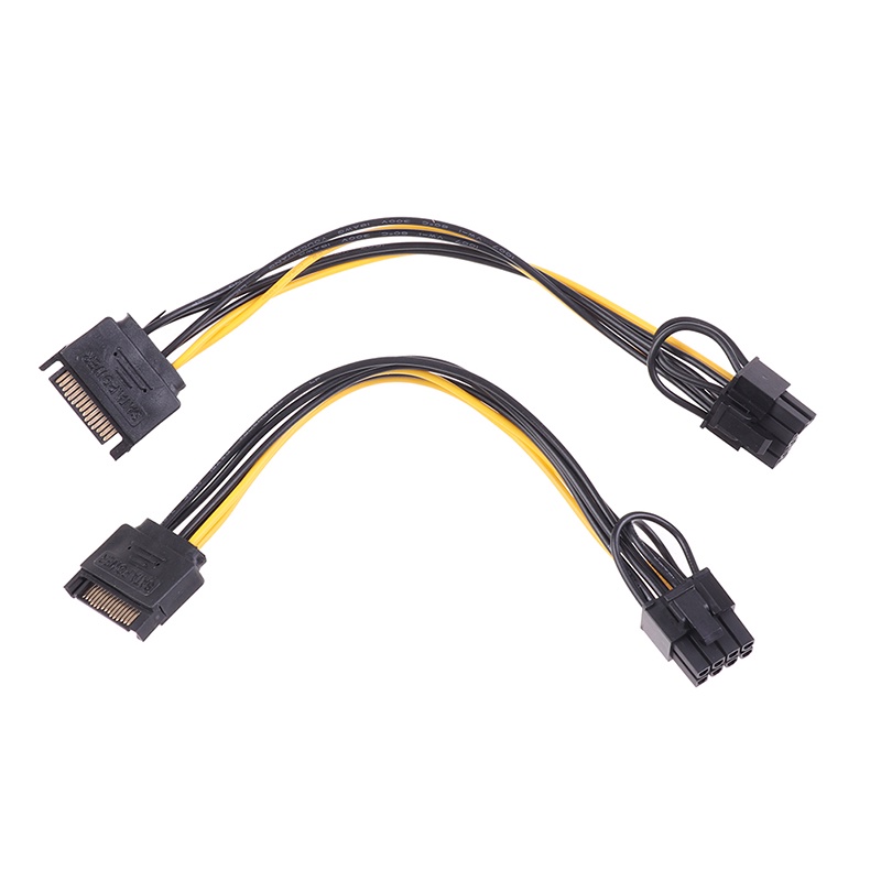 Ecsg Set 2 Dây Cáp Nguồn 15pin Sata Male Sang 8pin (6 + 2) Pci-E 15-pin Đến 8 Pin