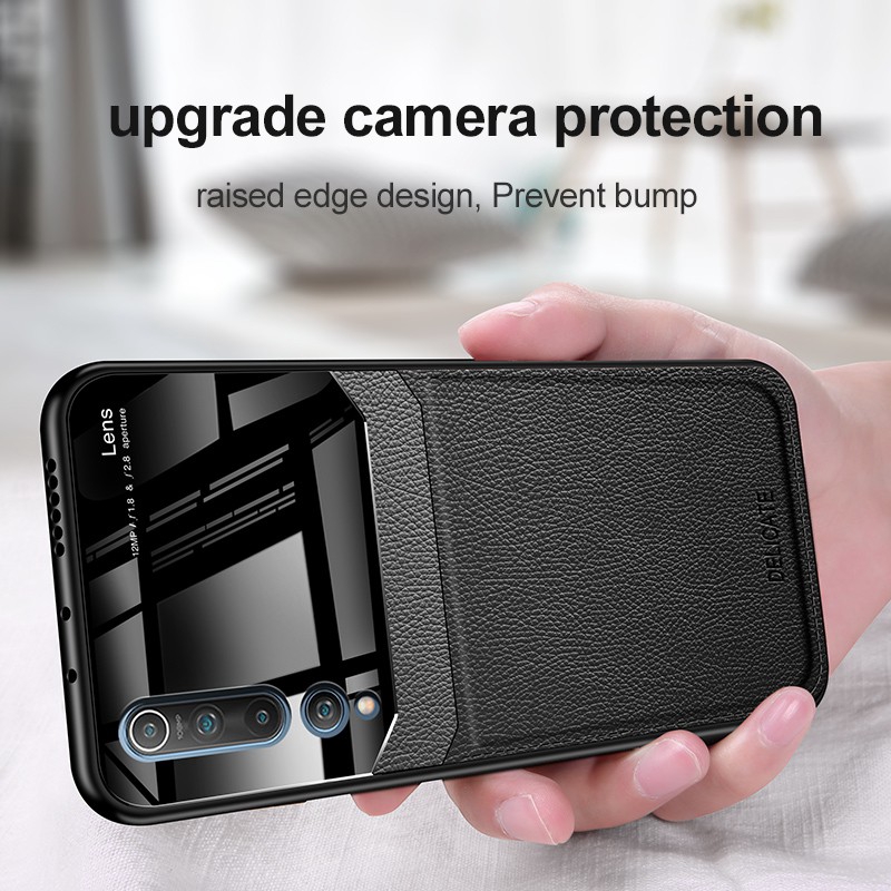 Ốp điện thoại bằng da bảo vệ camera kiểu doanh nhân cho Xiaomi Mi 10 Pro 5G 8 9 CC9 Pro Max 2