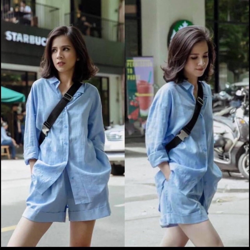 bộ sơ mi quần đùi kèm hình thật
