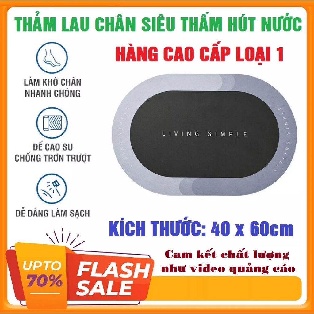 Thảm chùi chân hút nước siêu thấm Cao cấp 4 lớp chống trượt lau khô chỉ sau 3 giây