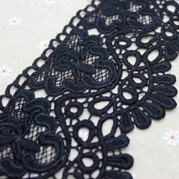 1 yd Vintage Embroidered Lace Edge Trim Ribbon Wedding Applique DIY Sewing Craft