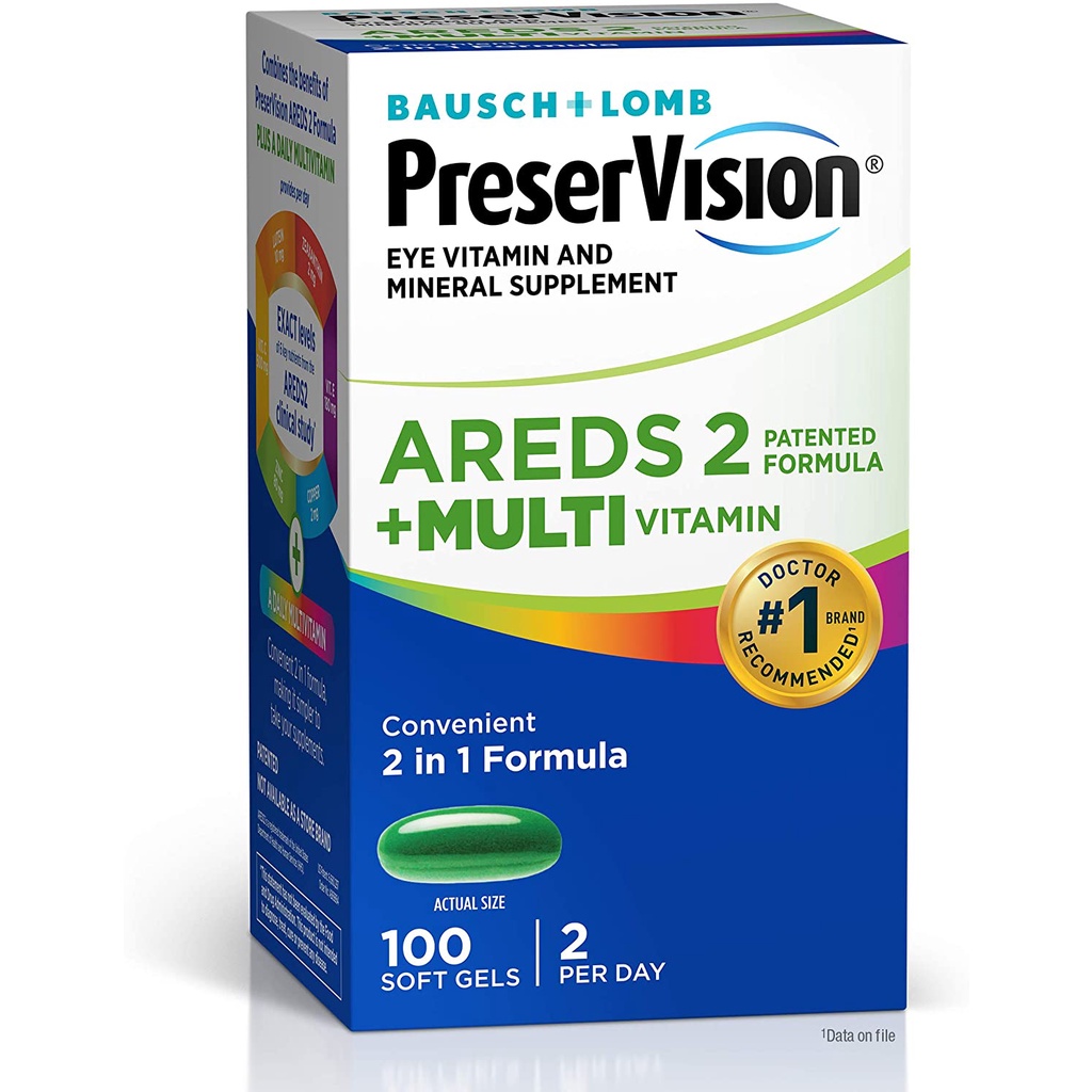 [HÀNG MỸ - DATE 4/2023] PreserVision AREDS 2 Multi 2 in 1 Softgels 100 VIÊN