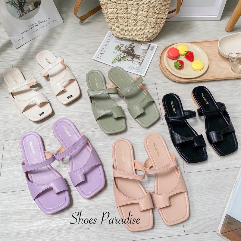 Dép nữ cute thời trang kiểu đẹp đế bệt quai ngang xỏ ngón SHOES PARADISE