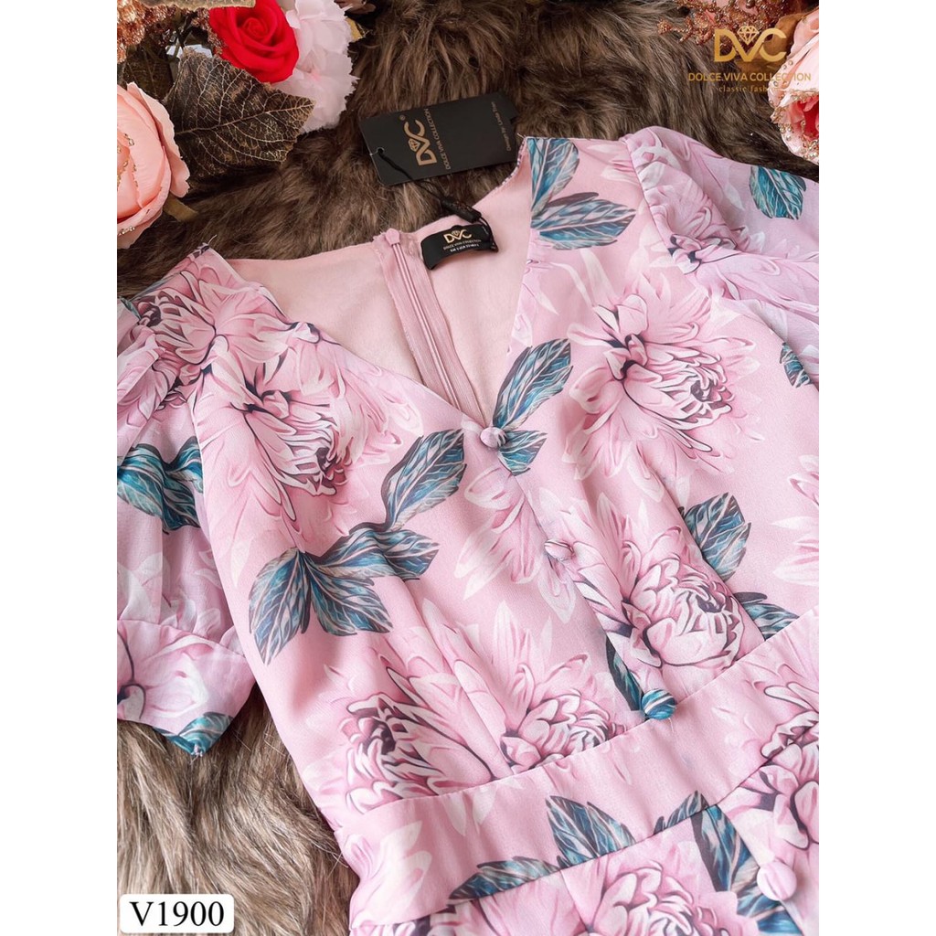 Váy đầm body hoa dáng đuôi cá chiết eo đính khuy sang trọng V1900 - Adelashop [kèm ảnh thật] | BigBuy360 - bigbuy360.vn