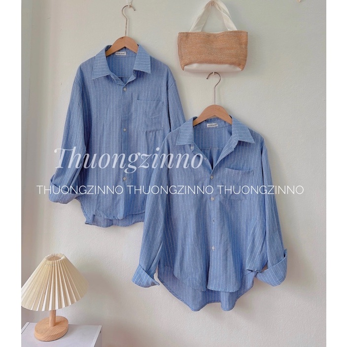 [Ảnh thật/Video] Áo Sơ Mi Decaoo Tay Dài Sọc thẳng Thiết Kế Dáng Rộng Phong Cách Hàn Quốc