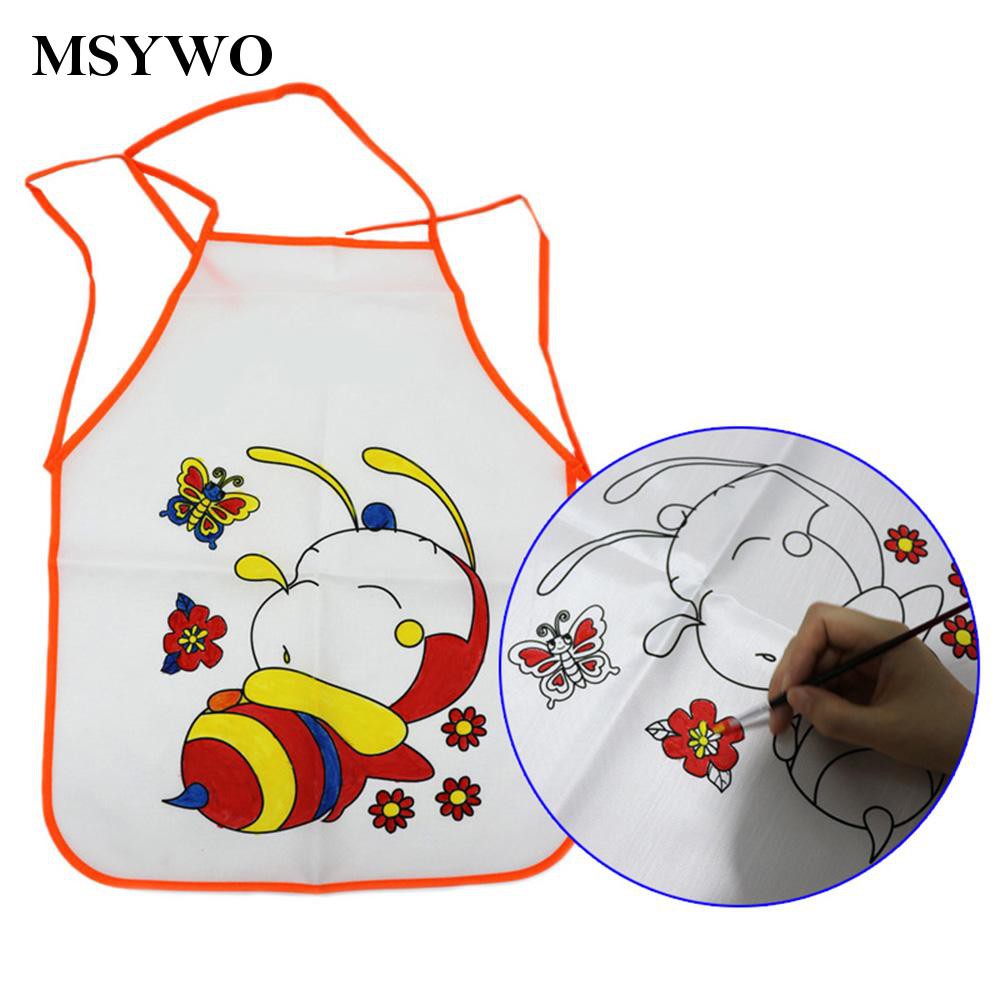 msywo07 Kids Children Oil Painting Graffiti Apron Kit 1 Set Kitchen Art Class Acrylic Paint Hot