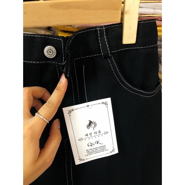 Chân váy kaki jean đen dáng dài (Ảnh thật/Video)