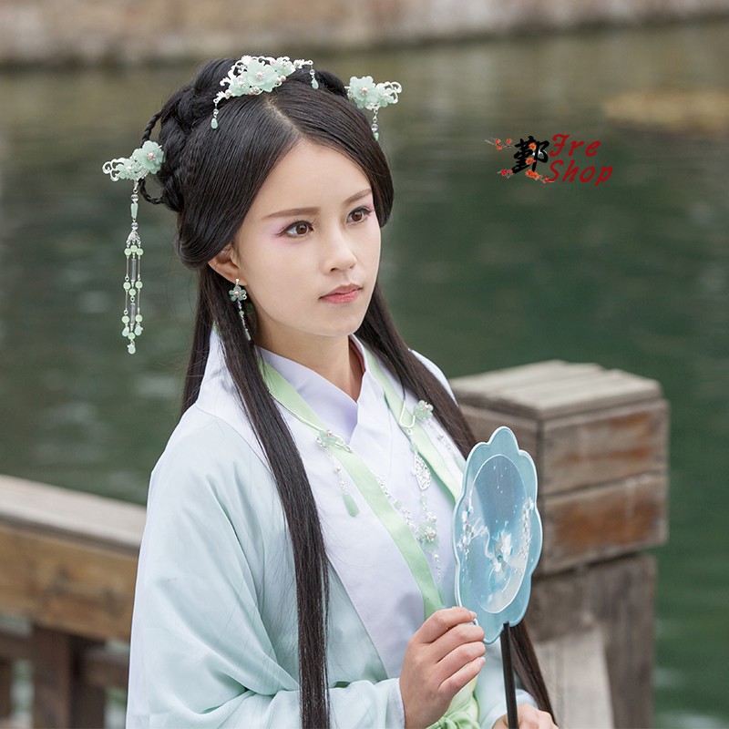 Bộ trâm cài tóc, trang sức cổ trang Bích Ngọc | trang sức cổ trang Trung Quốc, phụ kiện cosplay, bông tai, vòng cổ