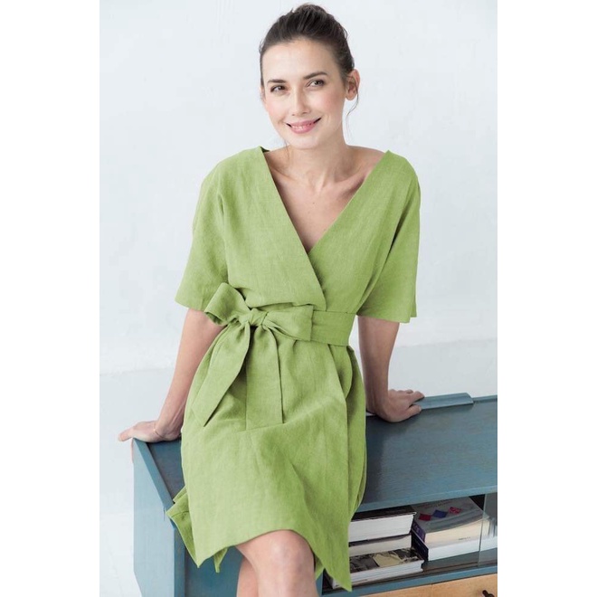 Vải linen tưng xanh cốm