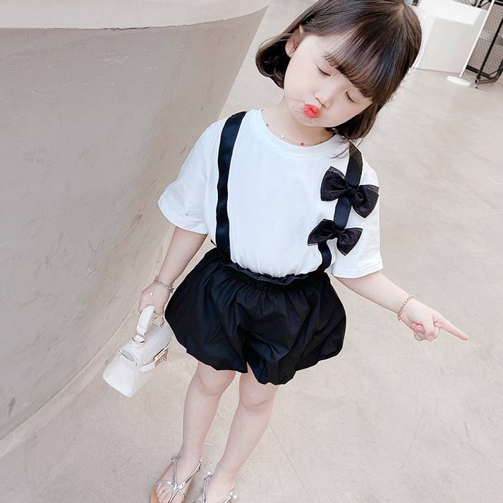 Girls net red suit 2021 new summer dress dress female baby short-sleeved flower fashion shorts trendy children 2-piece set